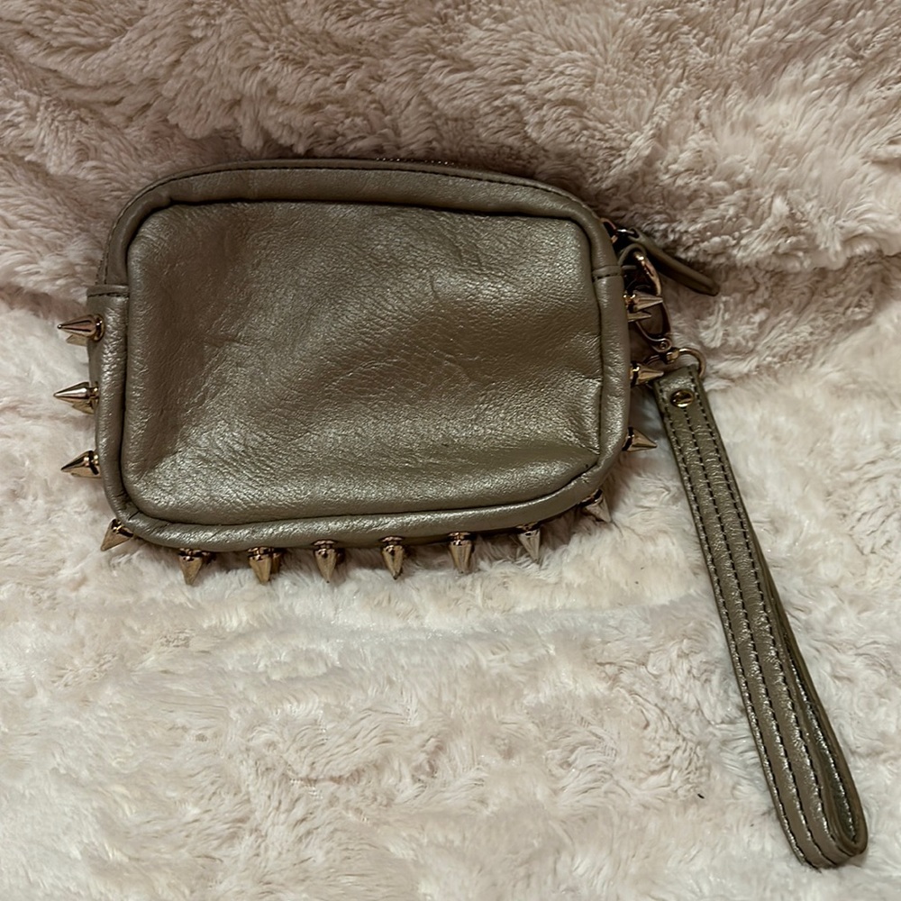 GOLD STUDDED CLUTCH (USED) Wristlet